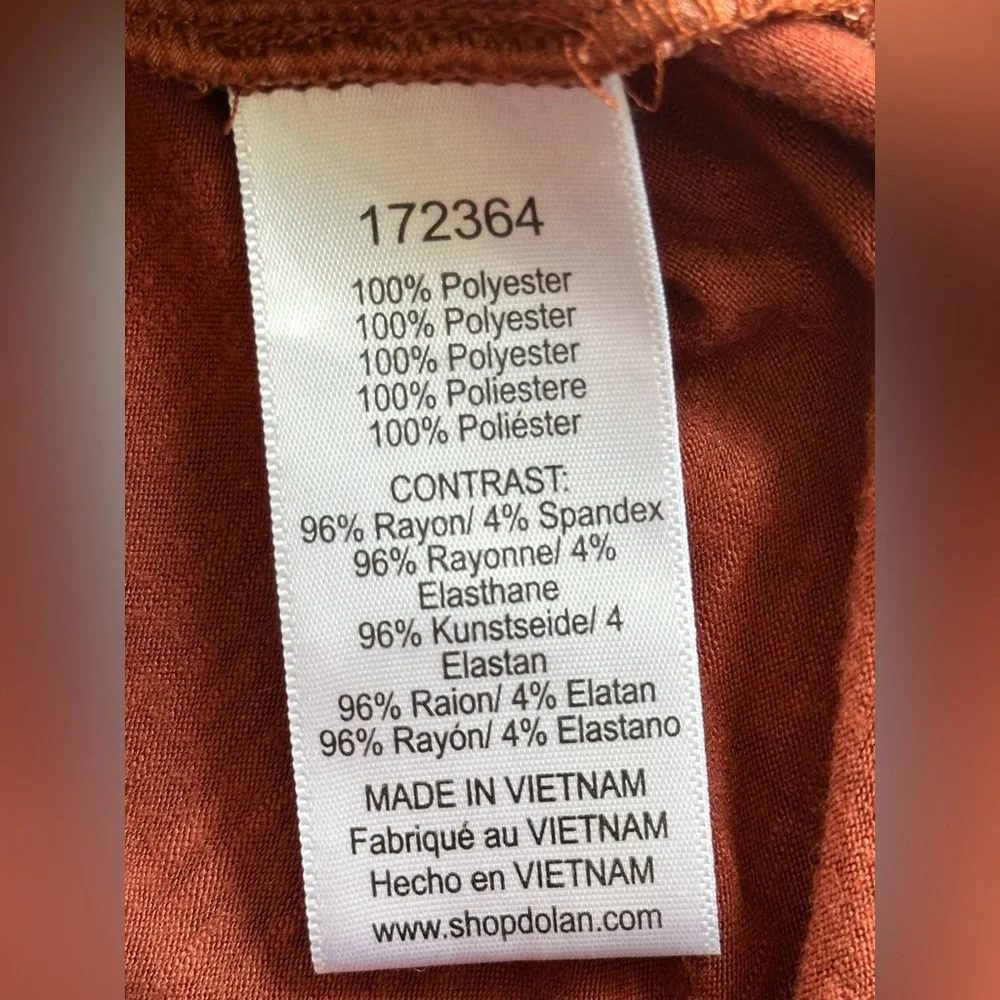 Dolan Left Coast Collection Rust Ruffle Neck Button Front Blouse | Size S - Picture 6 of 7